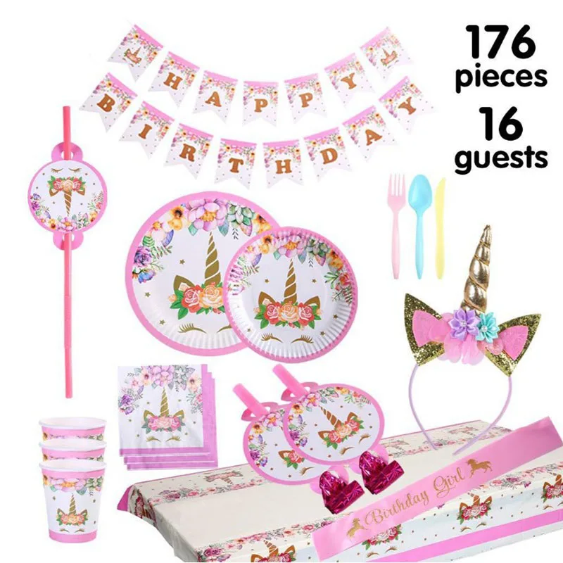 

Unicorn Party Supplies Birthday Decorations Kids Anniversaire Platos Desechables Fiesta Napkins Decoupage Disposable Tableware