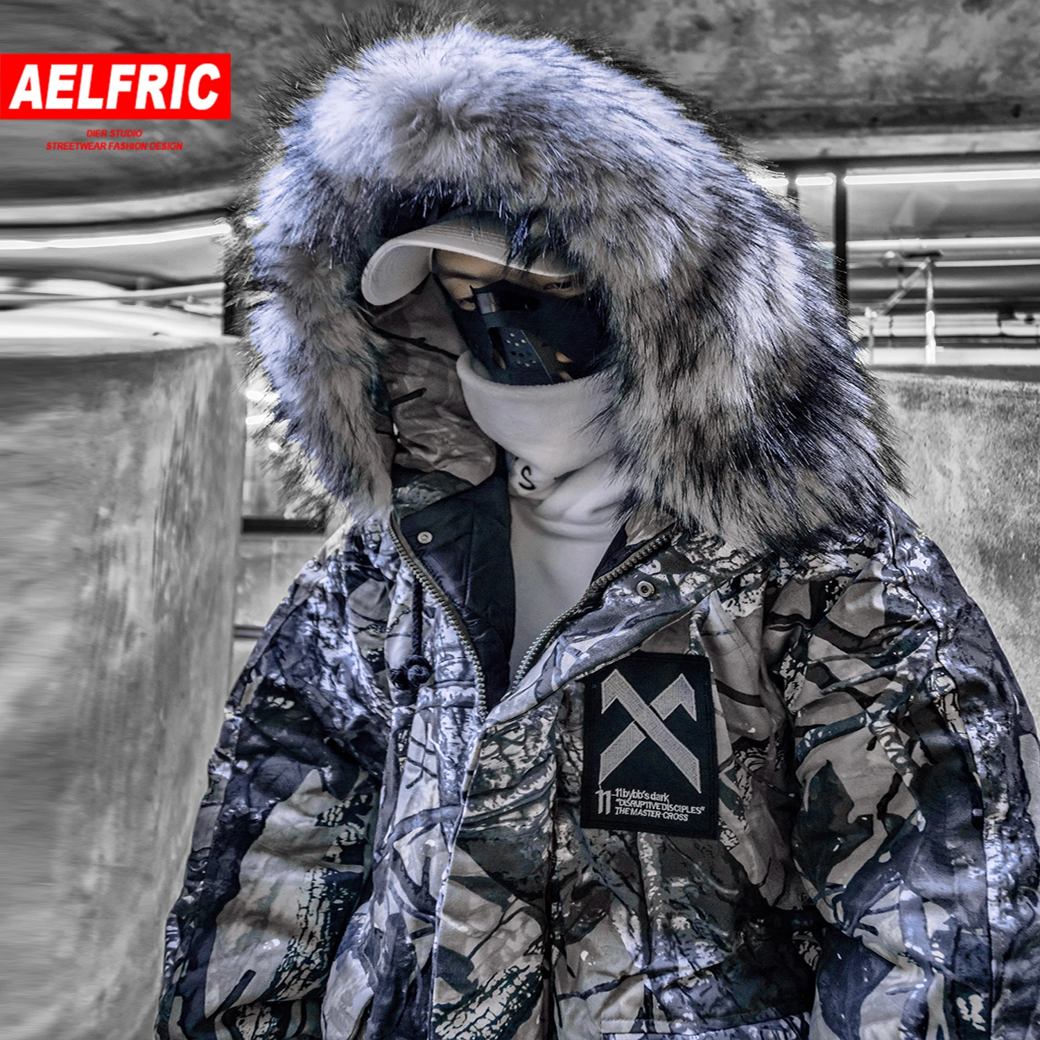 

AELFRIC Hip Hop Branch Camouflage Men Hooded Parkas Jacket 2019 Harajuku Fashion Tops Casual Streetwear Male Thick Coats Outwear