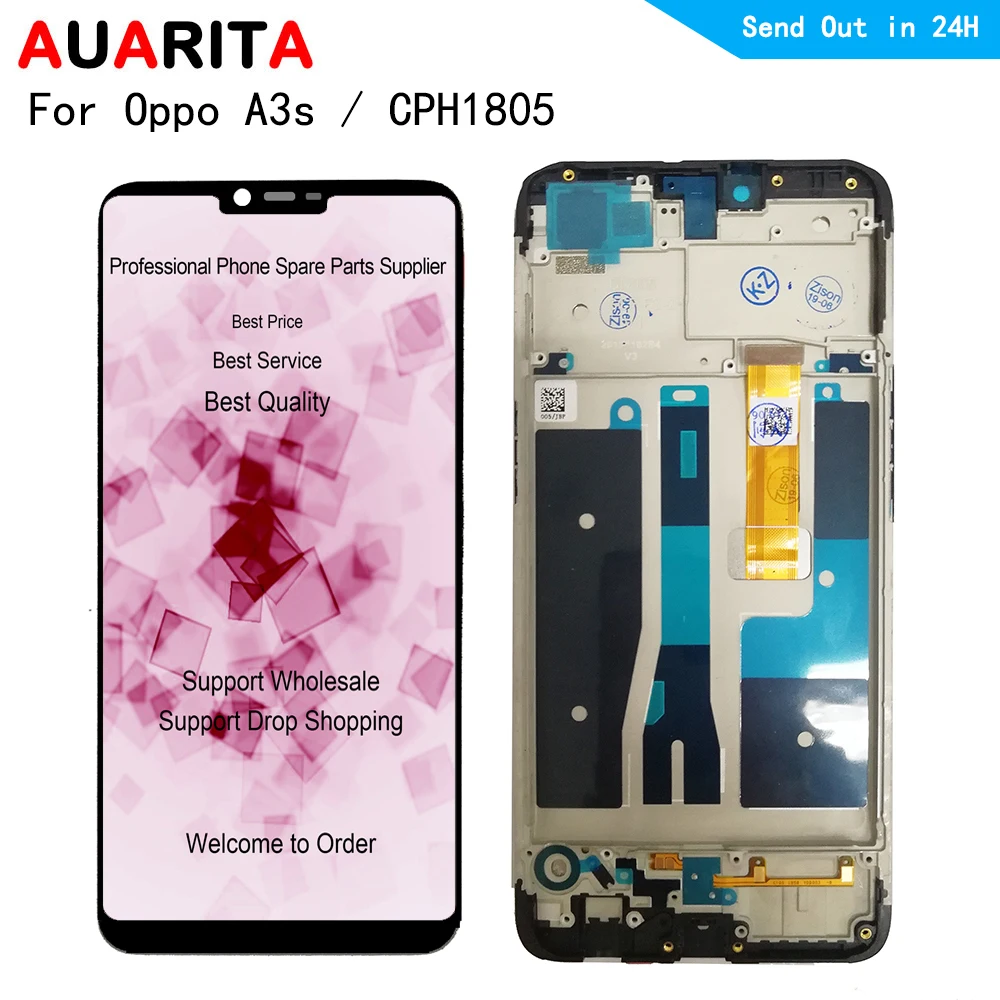 Najtaniej 6.2 cal LCD dla OPPO A3S CPH1803 wyświetlacz LCD ekran digitizer panel dotykowy czujnik z ramki montażowe dla OPPO A3S pełny wyświetlacz