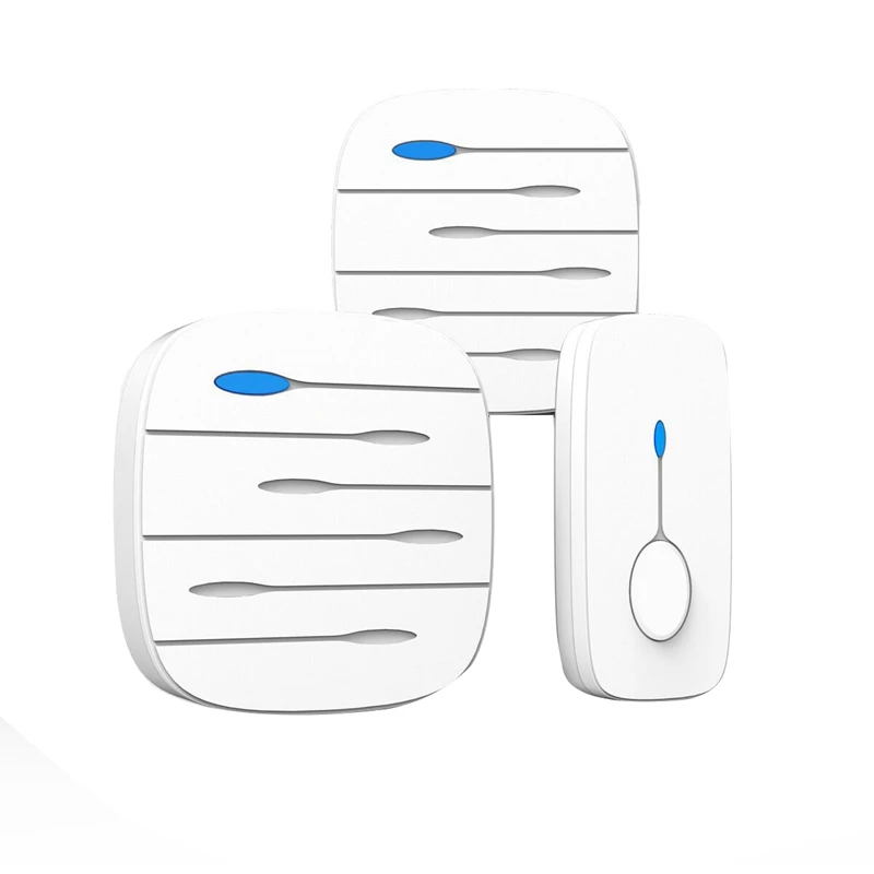 

ABKT-LED Smart Doorbell Waterproof 300M Remote Mini Wireless Door Bell 52 Chimes 20-80DB Door Ring(EU Plug)