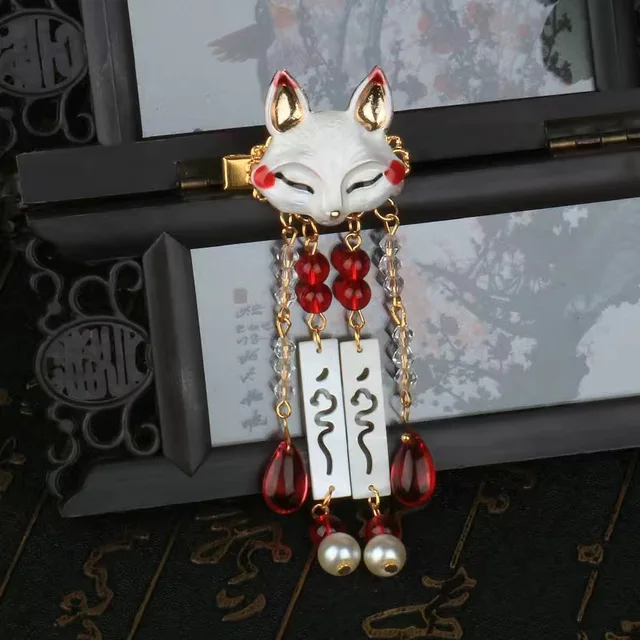 Japanese Anime Women Hair Headdress Fox Kawaii Tassel Step Shake Hairpin Cosplay Props Girl Clothing Accessories 1pcs