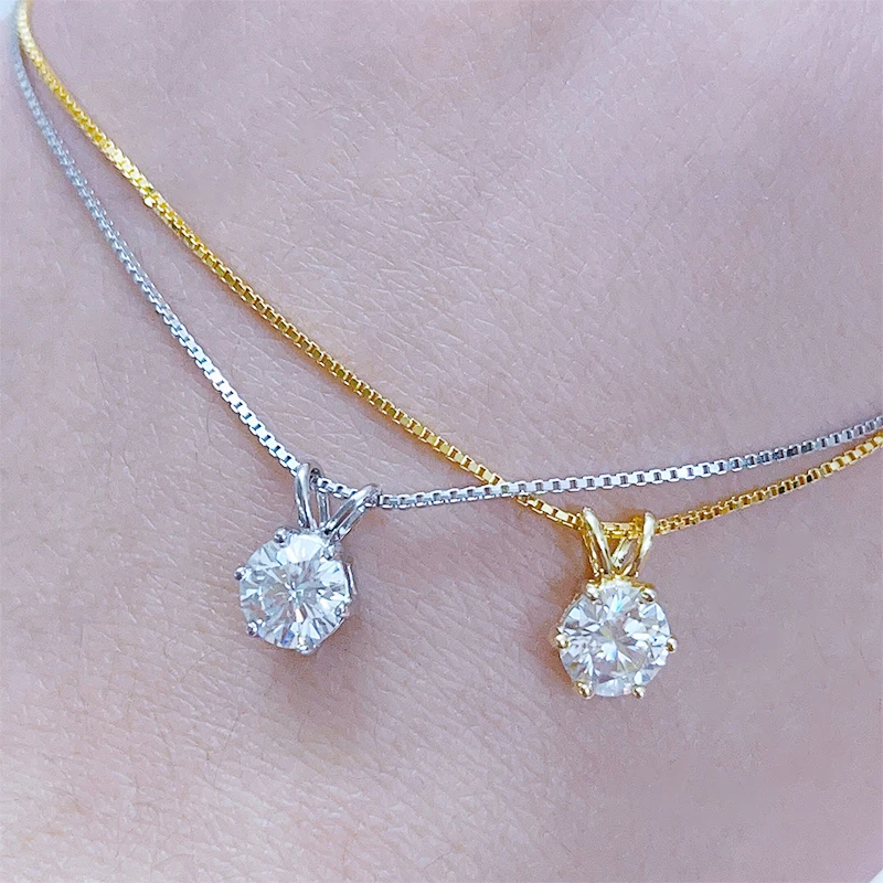 JoyceJelly Classic 1ct Moissanite Necklace For Charm Women Lab Diamond Pendant Silver 925 Jewelry Engagement Wedding Party Gifts