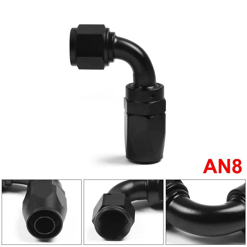 

AN 10 Fitting AN10 Aluminum Fittings 90 Degree Black Oil/Fuel/Swivel hose fitting TT102217-90BK