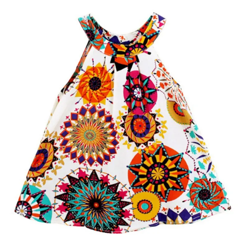 Милая детская одежда жилет с принтом Одежда для маленьких девочек платье с цветочным рисунком для малышей, наряд для младенцев Vestido, богемные платья для малышей От 6 месяцев до 4 лет,# 25A