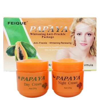 

2pcs/set Face Care Papaya Cream Brighten Skin Dark Spots Anti Freckle Whitening Improved For Women Day And Night Moisturizing