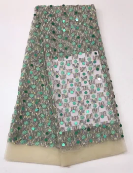 

newest muti color sequin Modern design French net lace fabric African sequins lace embroidery tulle lace fabric for party dress