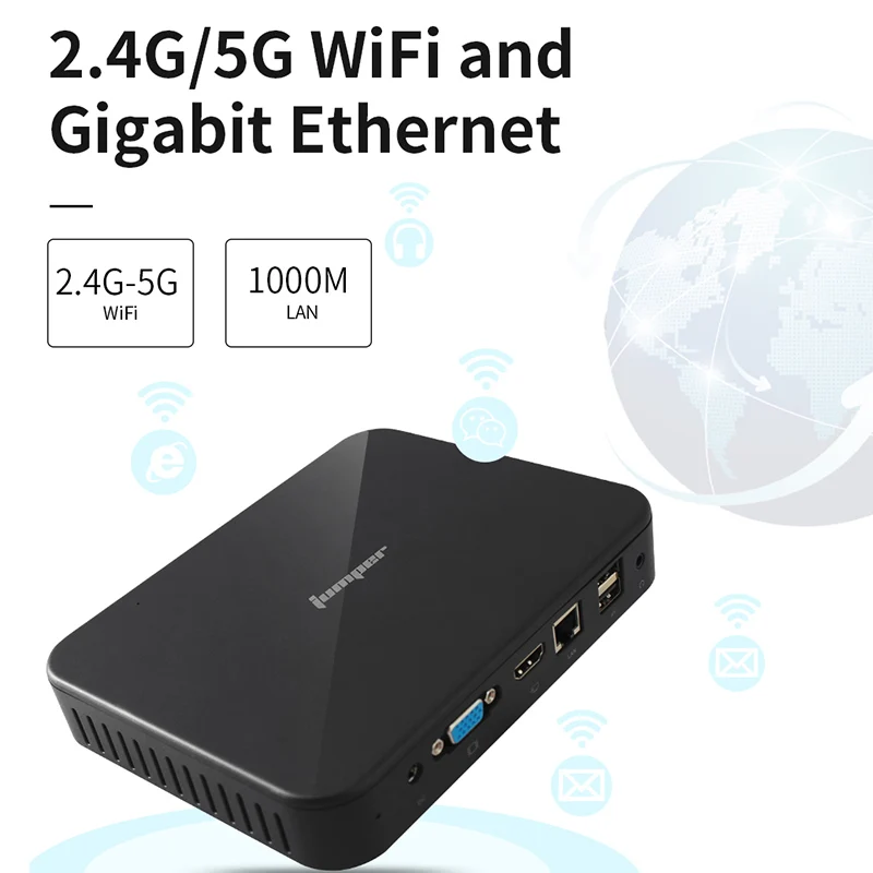 Перемычка Ezbox N4 Mini Pc, Intel Gemini Lake N4100 4 Гб ОЗУ 64 Гб ПЗУ 2,4 г/5 ГГц WIFI Windows 10 Мини ПК Поддержка Hdmi/Vga