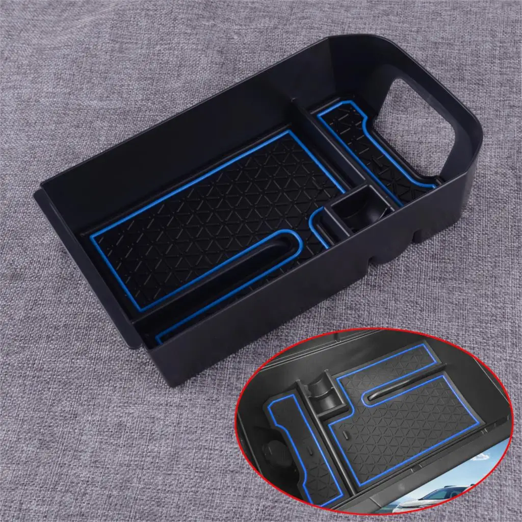 

DWCX Blue Car Armrest Storage Box Pallet Center Console Bin Tray EB10818 Fit for Toyota RAV4 2019 2020