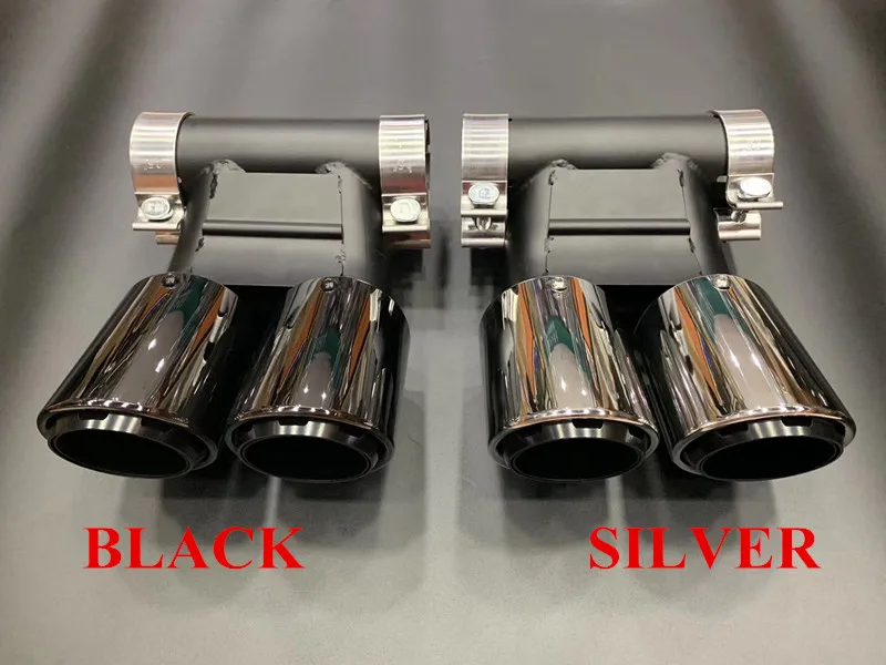 1 PiarTop качественный трехслойный серебристый, черный глушитель наконечники для Porsche 718 автомобильный Стайлинг универсальные Углеродные выхлопные трубы