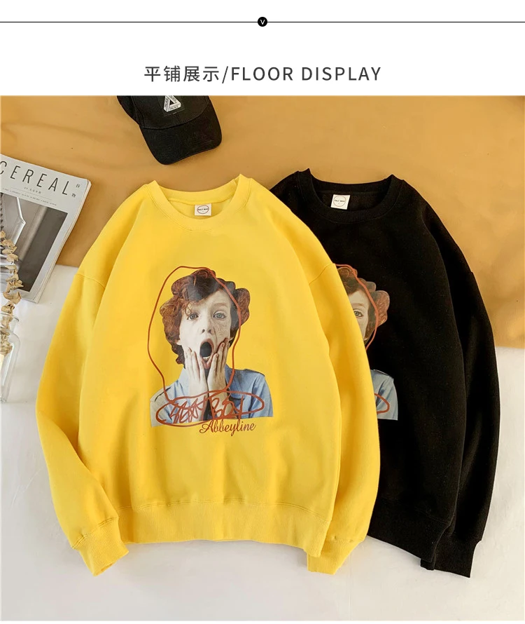Privathinker Funny Thicken Warm Streetwear Print Couple Sweatshirts Women Loose Pullover Tops Female Autumn Winter Oversize