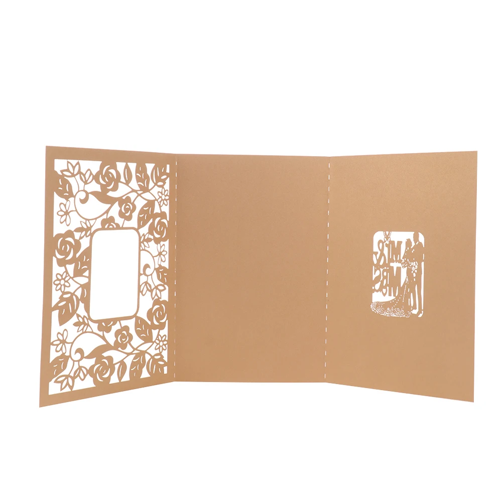  10pcs/sets Wedding Invitations Card Gold Laser Cut Hollow Out Greeting Cards For Birthday Shower Br - 4.00007E+12