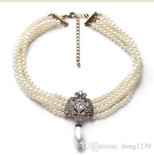 

Noble Multilayer Beads Chain Romantic Choker Necklace Simulated Pearl Necklace Fashion Jewelry