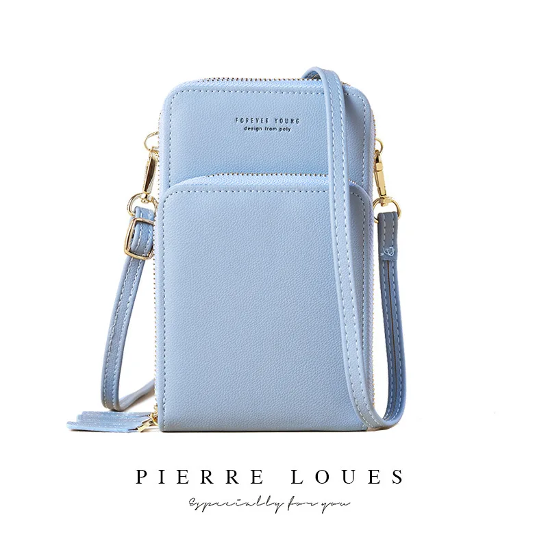 YIZHONG, модная вместительная сумка на плечо и грудь, женская сумка с карманом для мобильного телефона, кожаная сумка через плечо, кошелек, женская сумка-мессенджер - Цвет: blue