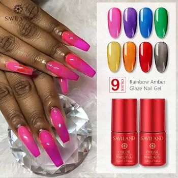 

SAVILAND Jelly Glass Candy Gel Nail Polish Rainbow Amber Glaze Nail Gel Attribute Primer Nails Art Manicure