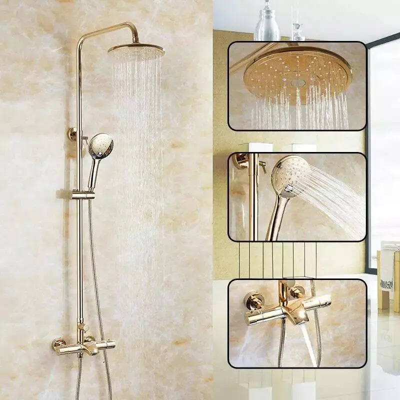 

sale all copper constant temperature shower shower set lifting nozzle Gold Black constant temperature shower faucet