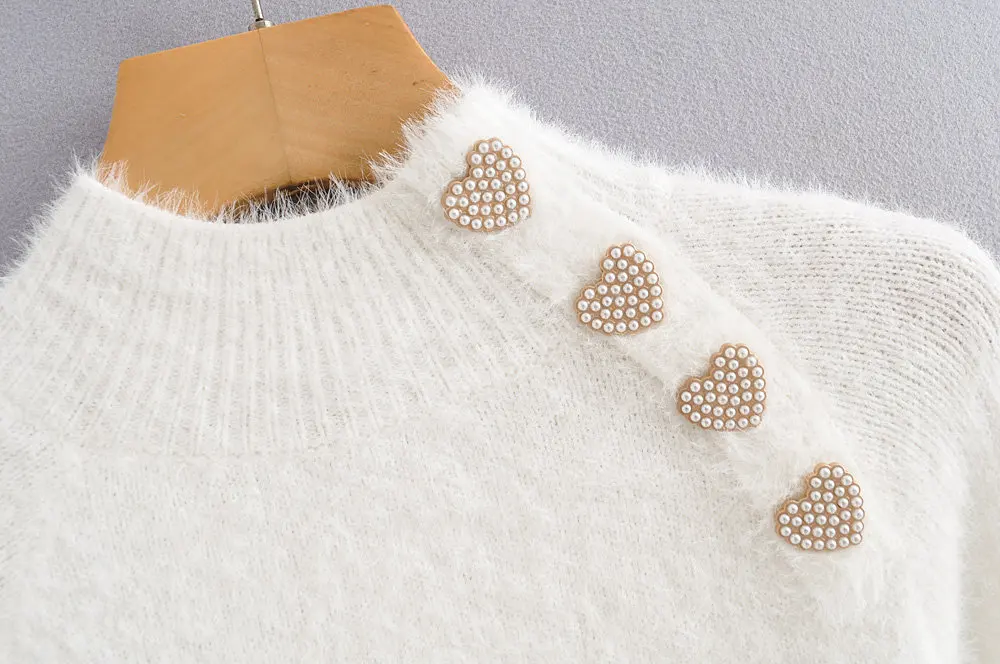 Увядшие английские простые элегантные пуговицы для любви искусственный мех теплый свитер для женщин pull femme nouveaute jersey mujer