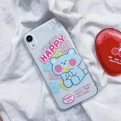 Новый стиль Счастливый медведь применимый IPhone7plus Прозрачный чехол для телефона симпатичное яблоко xsmax Женский мягкий чехол