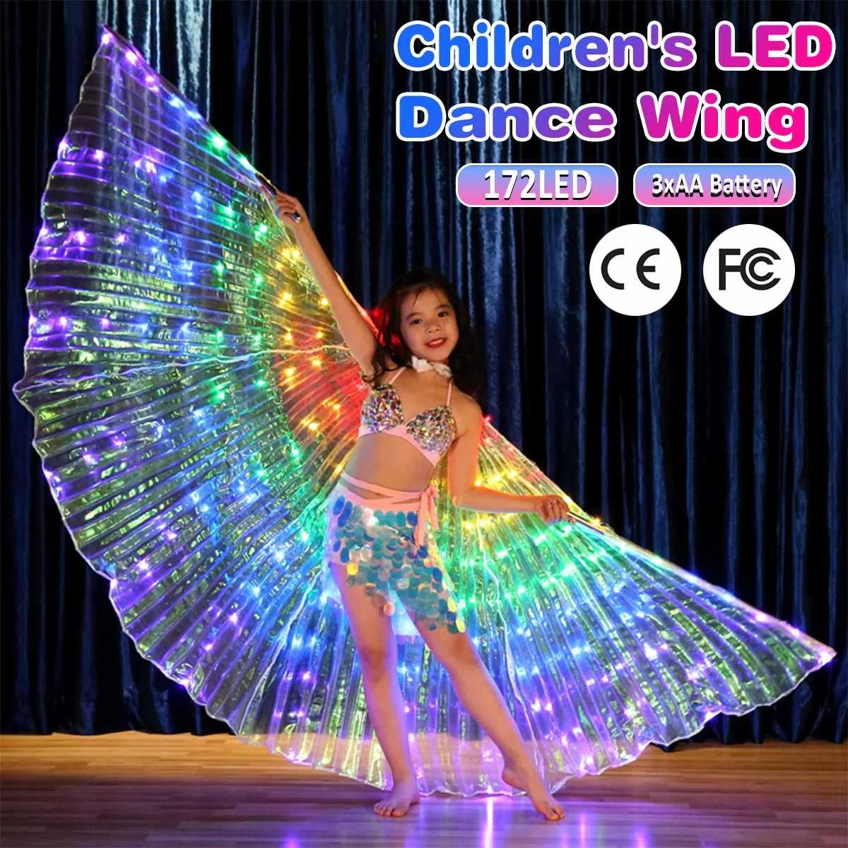 

LED Wings Performance Fluorescent Butterfly Wings Stage Shows Party Costums Kid Adult Belly Dance With Adjustable Sticks