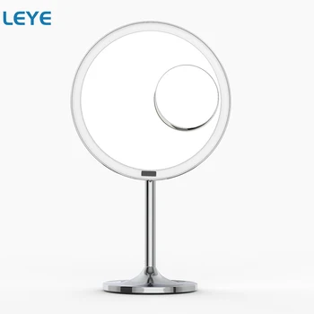 

Smart Makeup Mirror with Light 5X Magnifying Desktop Vanity Mirror Stainless Steel 8.5 Inch Led Touch Screen Bathroom Mirrors