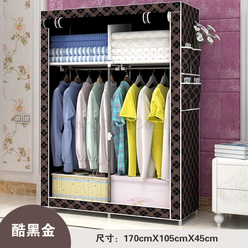 Simple Wardrobe Fabric Simple Modern Bedroom Economical Reinforcement Overall Wardrobe Household Cloth Wardrobe - Цвет: Бургундия