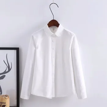 

JCGO 2020 Women Blouses Tops Shirt New Fashion Spring Solid Color Long Sleeve Casual Office Simple White Shirts