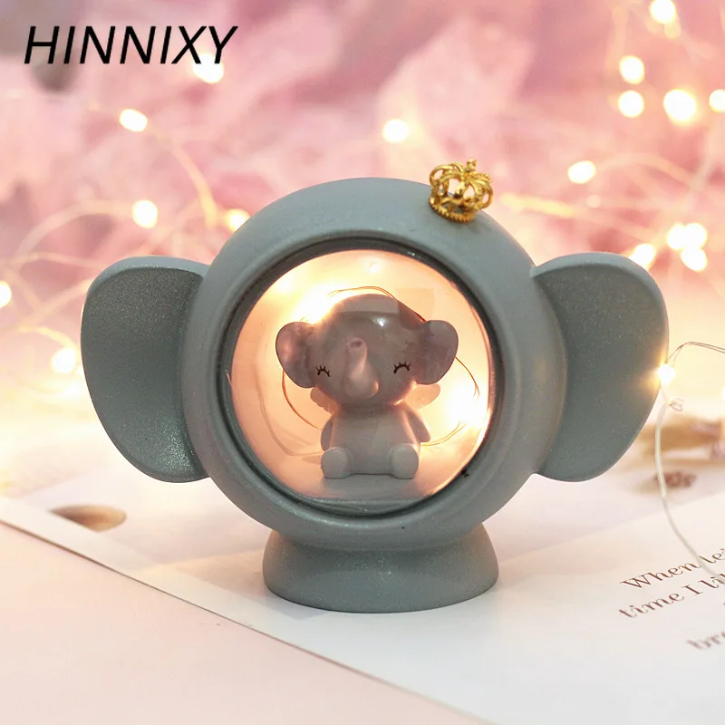 Hinnixy милый смоляной слон ночной Светильник Розовый Синий Ловец снов Корона Слон