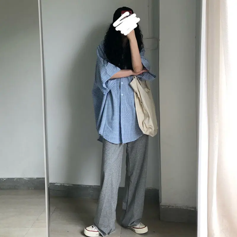 Korean Version of Casual Street Style Suitable for Summer Wear Thin Sweatpants Women Loose Straight Pants Long Woman Korean Version of Casual Street Style Suitable for Summer Wear Thin Sweatpants Women Loose Straight Pants Long Woman