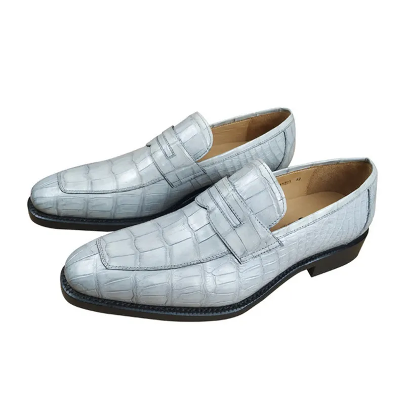 

High-end handmade custom crocodile shoes real Nile crocodile skin Leather men shoes logo customized processing formal shoes