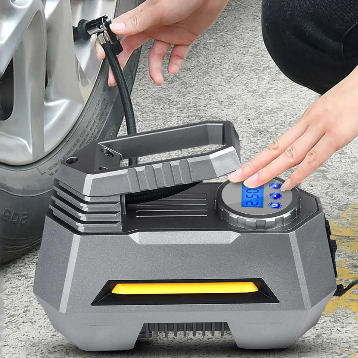 150Psi 12V Электронный цифровой портативный автомобильный колесный насос для шин, надувной насос, воздушный компрессор, Электрический насос, насадка для машины