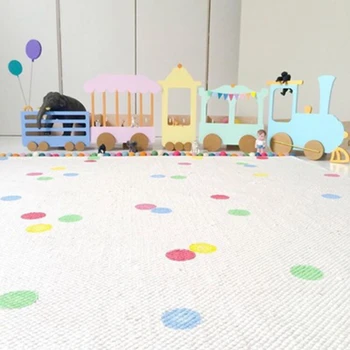 

Wooden Colored Train Rack Wall Shelves Home Improvement Crafts Children'S Room Decorative Toy Storage Rack Home Decor