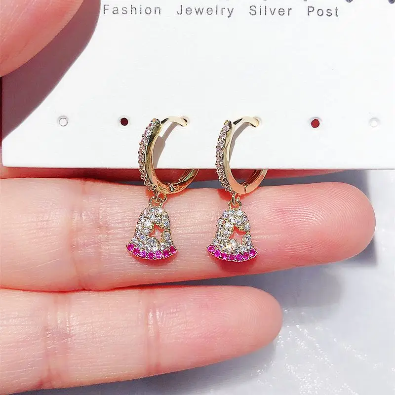

High-end Unique Design Small Ghost Dangle Earrings Gold Color Micro Cubic Zircon Paved Women Earrings
