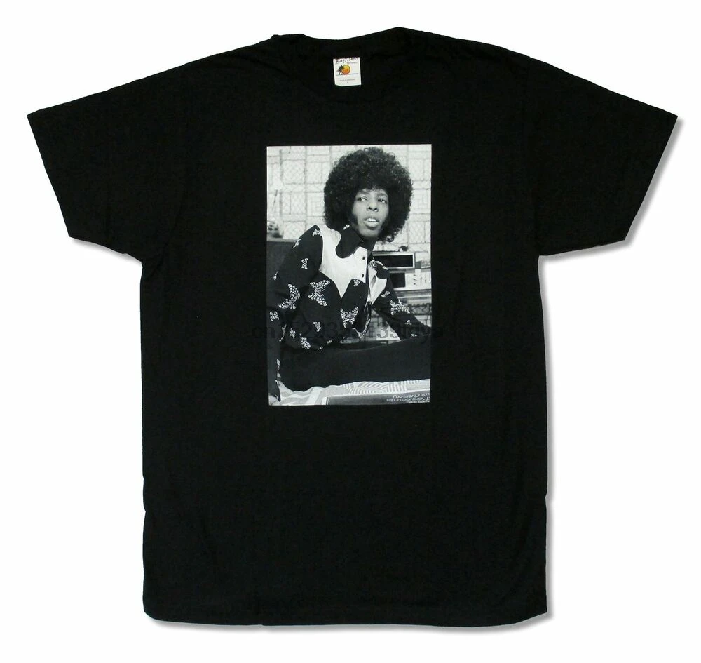 Sly The Family Stone Portrait Pic Black T Shirt New Official Merch Adult | Мужская одежда