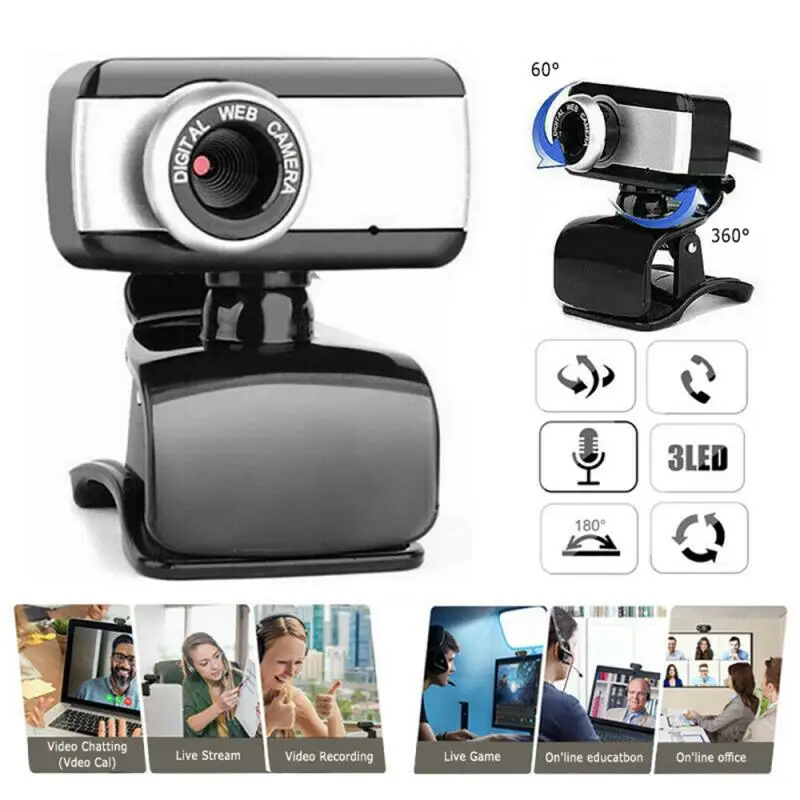 

Durable Mini 480p HD Webcam With Mic Rotatable PC Desktop Web Camera Cam Computer WebCamera Cam Video Recording Work Dropship