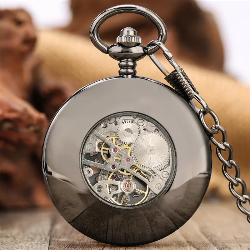 Antique Hollow Peacock Case Blue Roman Number Skeleton Handwinding Mechanical Pocket Watch Chain Gift for Men Women reloj