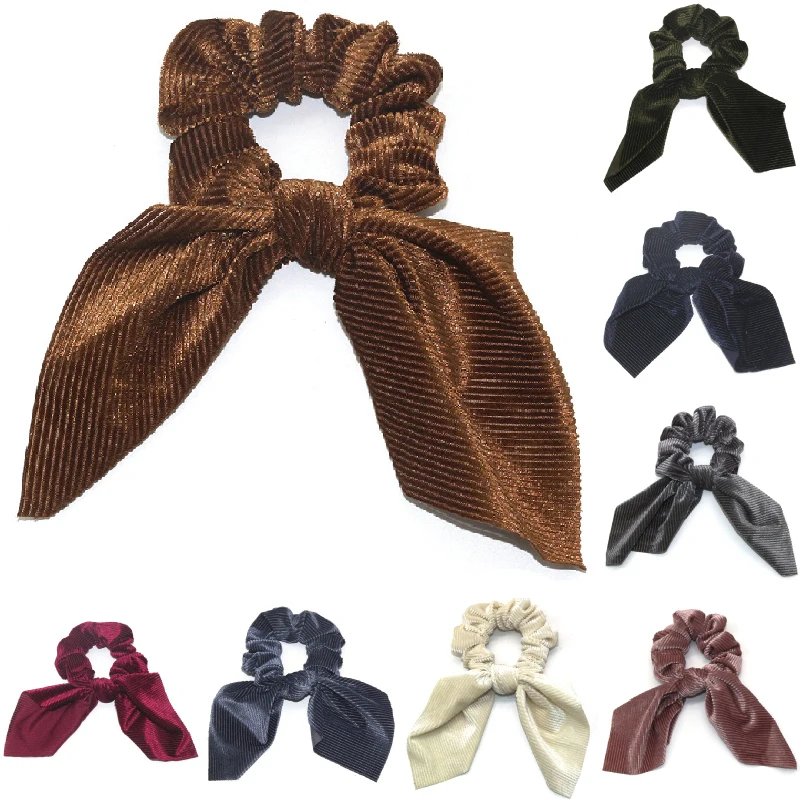 

Velvet Rabbit Ears Hair Scrunchie Bunny Ears Hair Bow Tie Elastic Girls Women Ponytail Holder Hair Accessories Fashion