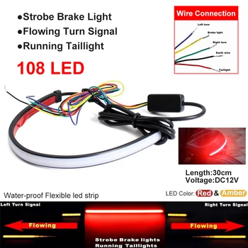 

2020 Universal DC12V 30CM Motorcycle Sequential Switchback Flowing LED Tail Brake Turn Signal Strip Lamp For All Motorcycles
