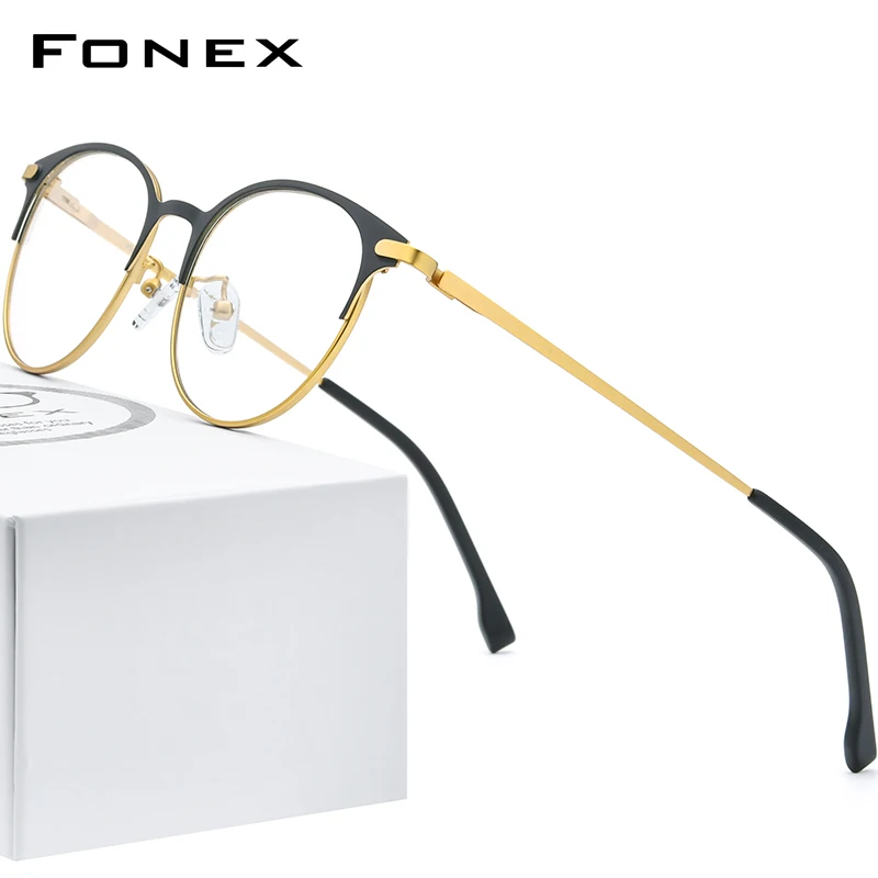 FONEX сплав оправа для очков женские винтажные круглые оптические оправы в стиле