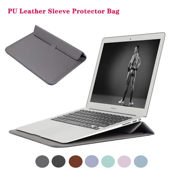 

PU Leather Laptop Sleeve Protector Bag for Macbook Air 13 Pro Retina15 Laptop Case for XiaoMi Air 13.3 for Huawei Stand Cover