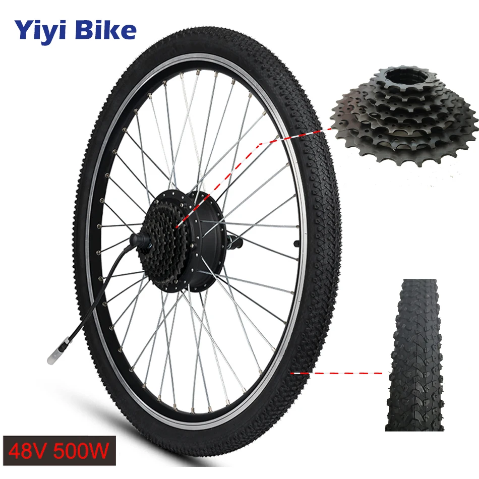 Best Price of  Electric Bike Conversion Kit 48V 500W Brushless Gear Hub Motor Rear Front 26" 27.5" 29" 700C Wheel 