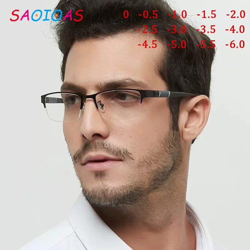 SAOIOAS-1-1,5-2-2,5-3-3,5-4-4,5-5,0-5,5-6,0 классические деловые очки для близорукости с градусом для женщин и мужчин черная оправа для очков