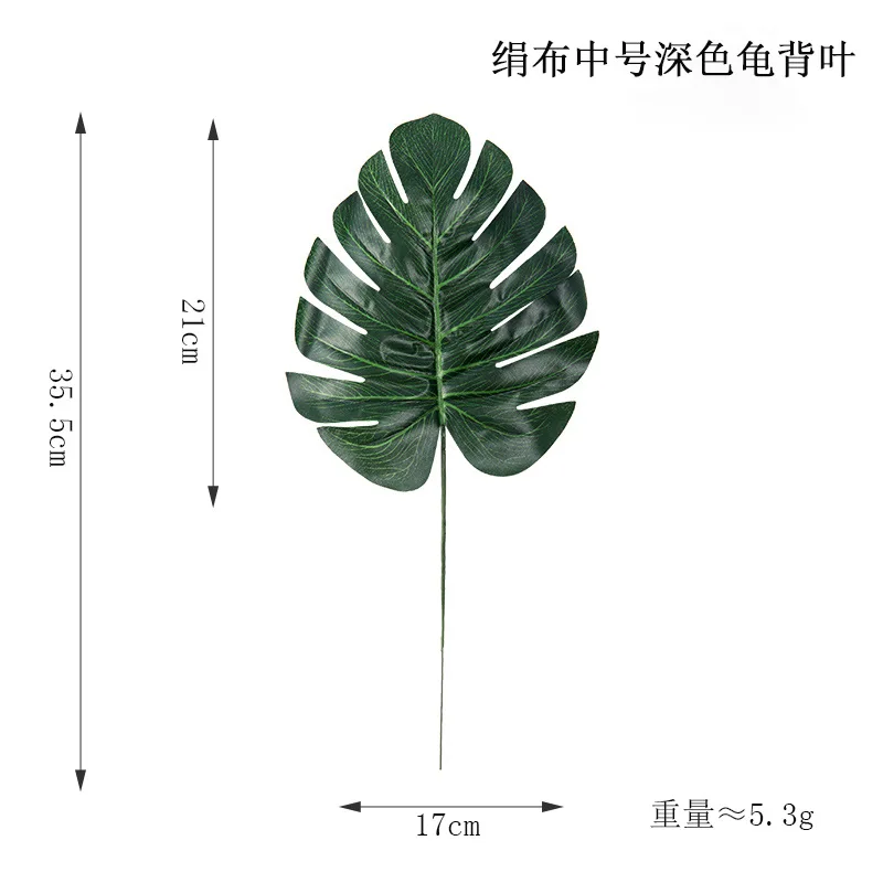 Искусственный тропический Monstera Kwai пальмовое дерево листья домашний сад украшения поддельные растения фотография Фон plante artificielle - Цвет: Medium DarkGreen