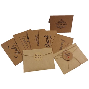 

7 Style Blank Thank You Paper Cards Note Envelopes Greeting Card Wedding Christmas Tankgiving Day Party Reception Crafts