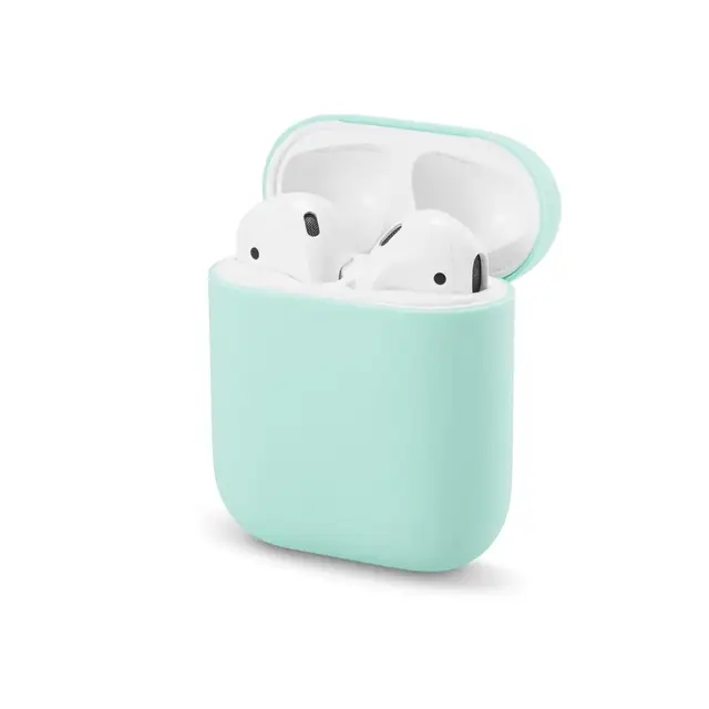 Soft Silicone Cases For Apple Airpods 1/2 Protective Bluetooth Wireless Earphone Cover For Apple Air Pods Charging Box Bags mint green