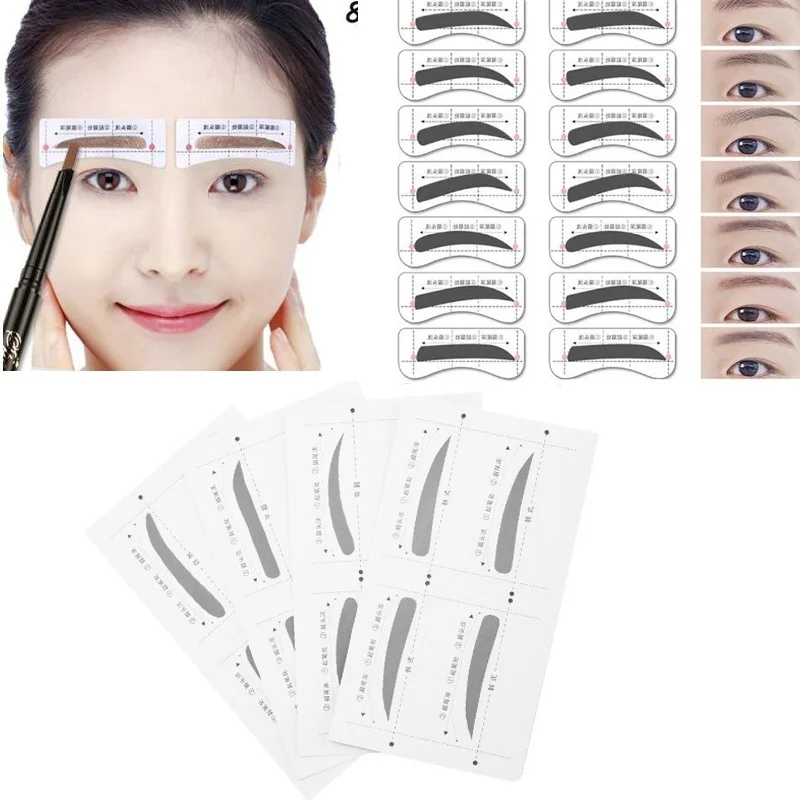 

Professional 32 Pairs Eyebrow Shaper Eyebrow Template Stickers Eye Brow Stencils Drawing Card Stencil Eye Grooming Makeup Tools