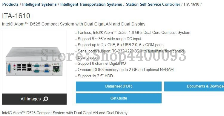 ADVANTECH ITA-1610 ITA-1610-00A1E 2xgbe 6xusb2. 0 6xcom порт SSD 16g