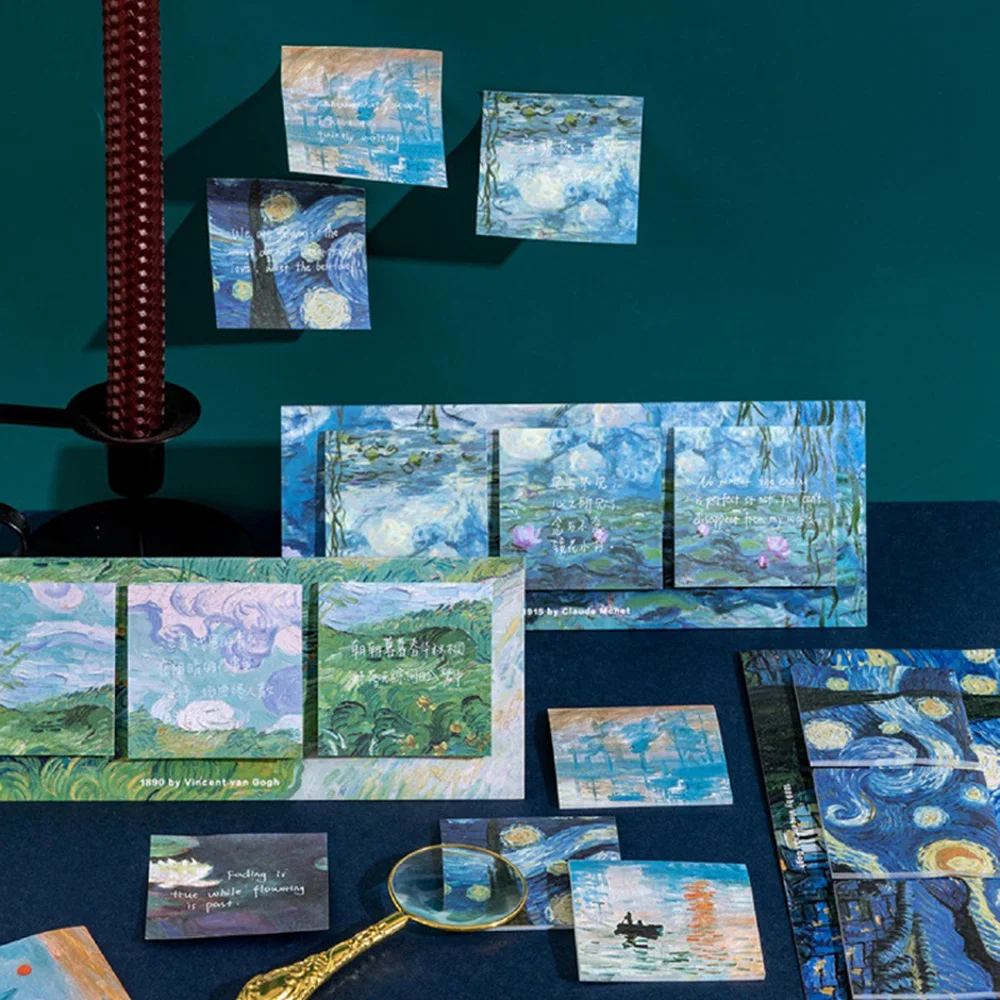 

60pcs/set Van Gogh Decal Notes Memo Pad DIY Scrapbook Diary Decoration Material Paper Notepad Planner Office School Supplies