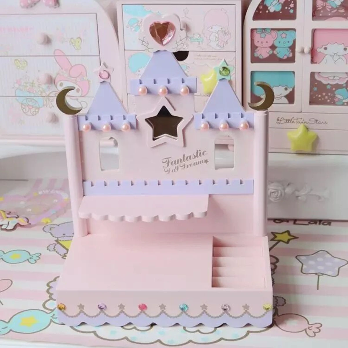 

Moon Castle Jewelry Stand Display Tray, Cute Earring Holder, Necklace, Ring, Pendant, Bracelet Display, Storage Racks, 1Pc
