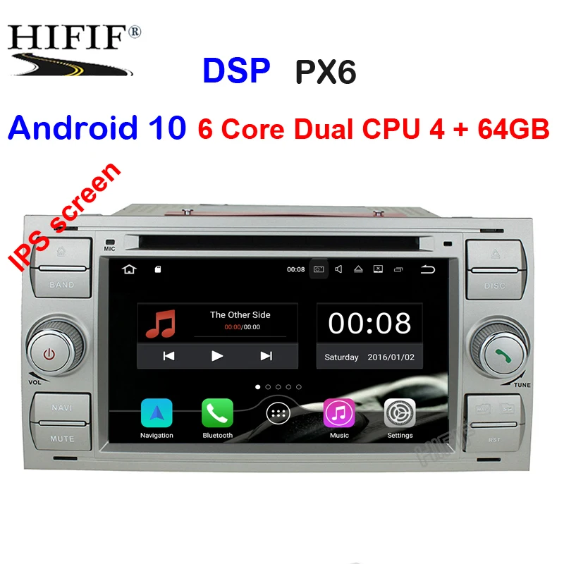 Автомобильное радио IPS 2 Din px6 Android 10 для Ford Mondeo/Focus/Transit/C MAX/S MAX/Fiesta Автомобильный