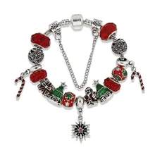 Модные ювелирные браслеты, DIY браслет из сплава с бусинами, снежный Рождественский браслет с деревом