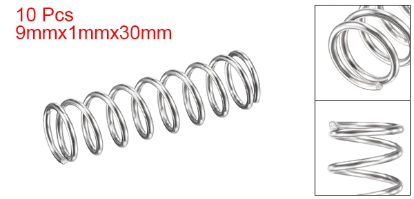 uxcell Compression Spring,304 Stainless Steel,6mm OD,0.8mm Wire Size,45mm Free Length,Silver Tone,10Pcs 